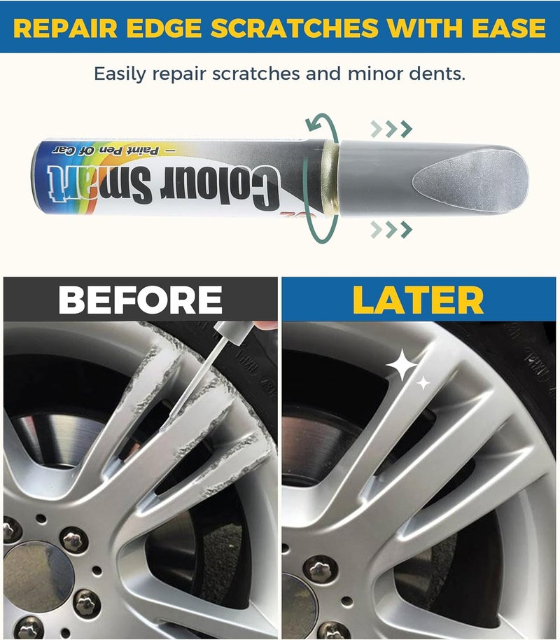 UBOG Touch Up Paint for Cars,Rim Paint,Car Accessories Wheel Paint,Auto Touch Up Paint,Car Scratch Remover Pen,Rim Scratch Repair,Car Paint Automotive Paint,Rim Paint for Car Wheel Repair (Silver) - Image 2